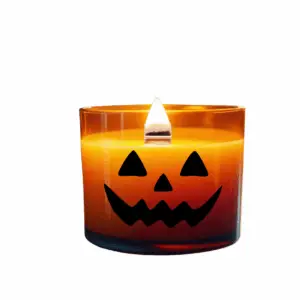Pumpkin Face Wooden Wick Candle