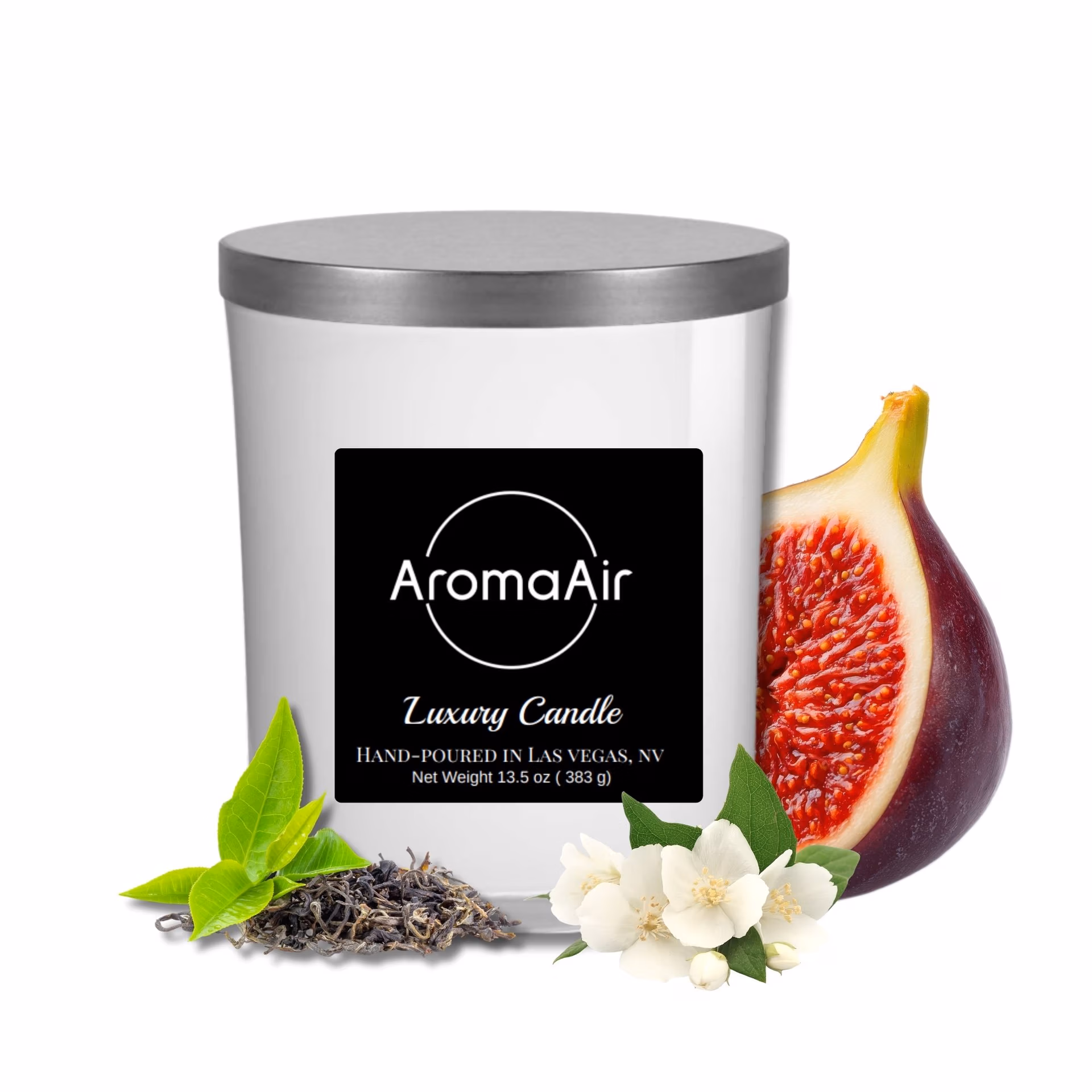 Black Tea & Fig Candle White