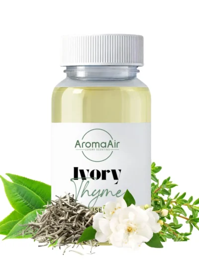 Ivory Thyme fragrance oil by AromaAir with white tea, fresh thyme, jasmine, cedar, and amber notes