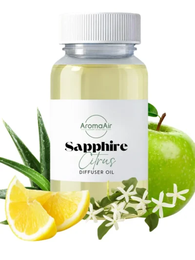Sapphire Citrus diffuser oil featuring agave, citrus zest, coconut, and caramel notes