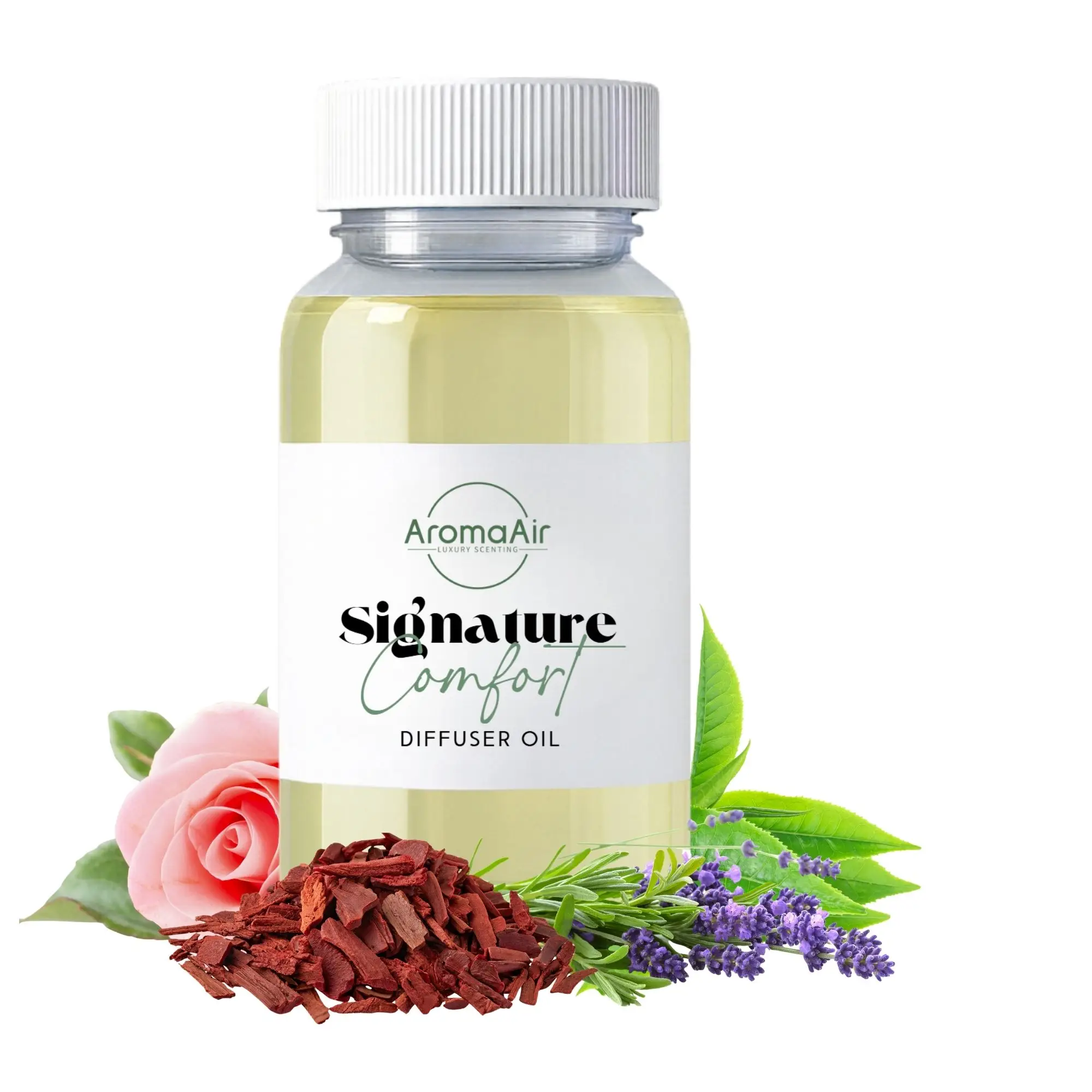 Signature Comfort fragrance oil by AromaAir from the AromaAir Signature Collection featuring white tea, cucumber, jasmine, thyme, and white musk.