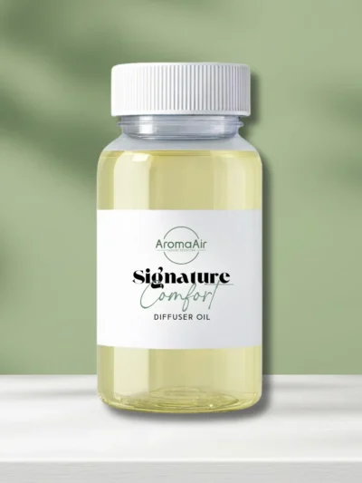 Signature Comfort fragrance oil by AromaAir from the AromaAir Signature Collection featuring white tea, cucumber, jasmine, thyme, and white musk.