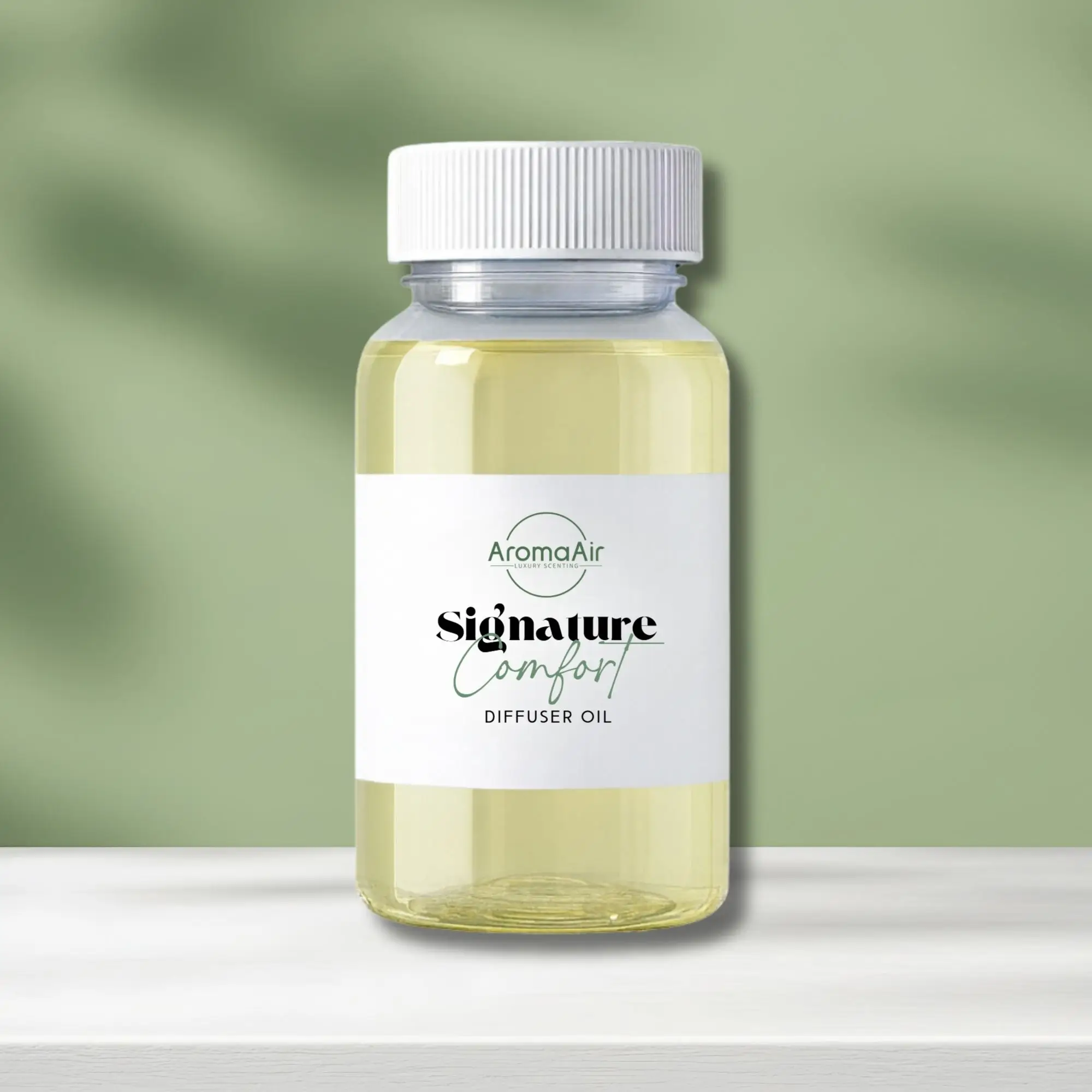 Signature Comfort fragrance oil by AromaAir from the AromaAir Signature Collection featuring white tea, cucumber, jasmine, thyme, and white musk.