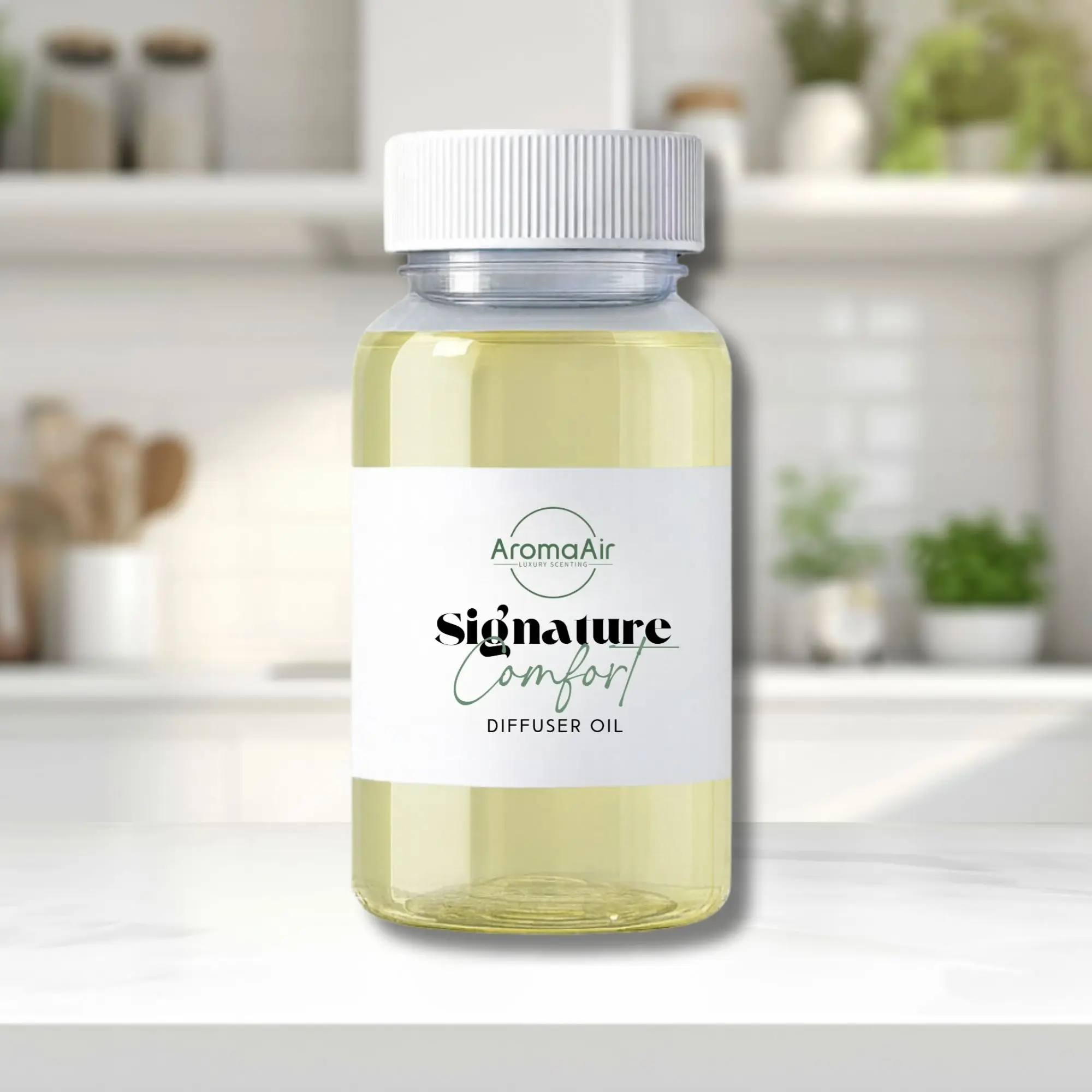 Signature Comfort fragrance oil by AromaAir from the AromaAir Signature Collection featuring white tea, cucumber, jasmine, thyme, and white musk.