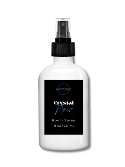 Crystal Noir Room Spray inspired by Shops at Crystals Las Vegas, featuring peach, plum, orchid, amber woods, sandalwood, and vanilla notes. Plain