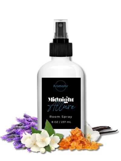 Midnight Allure Room Spray inspired by The Cromwell Las Vegas with smoky tobacco, leather, amber, and vanilla notes.