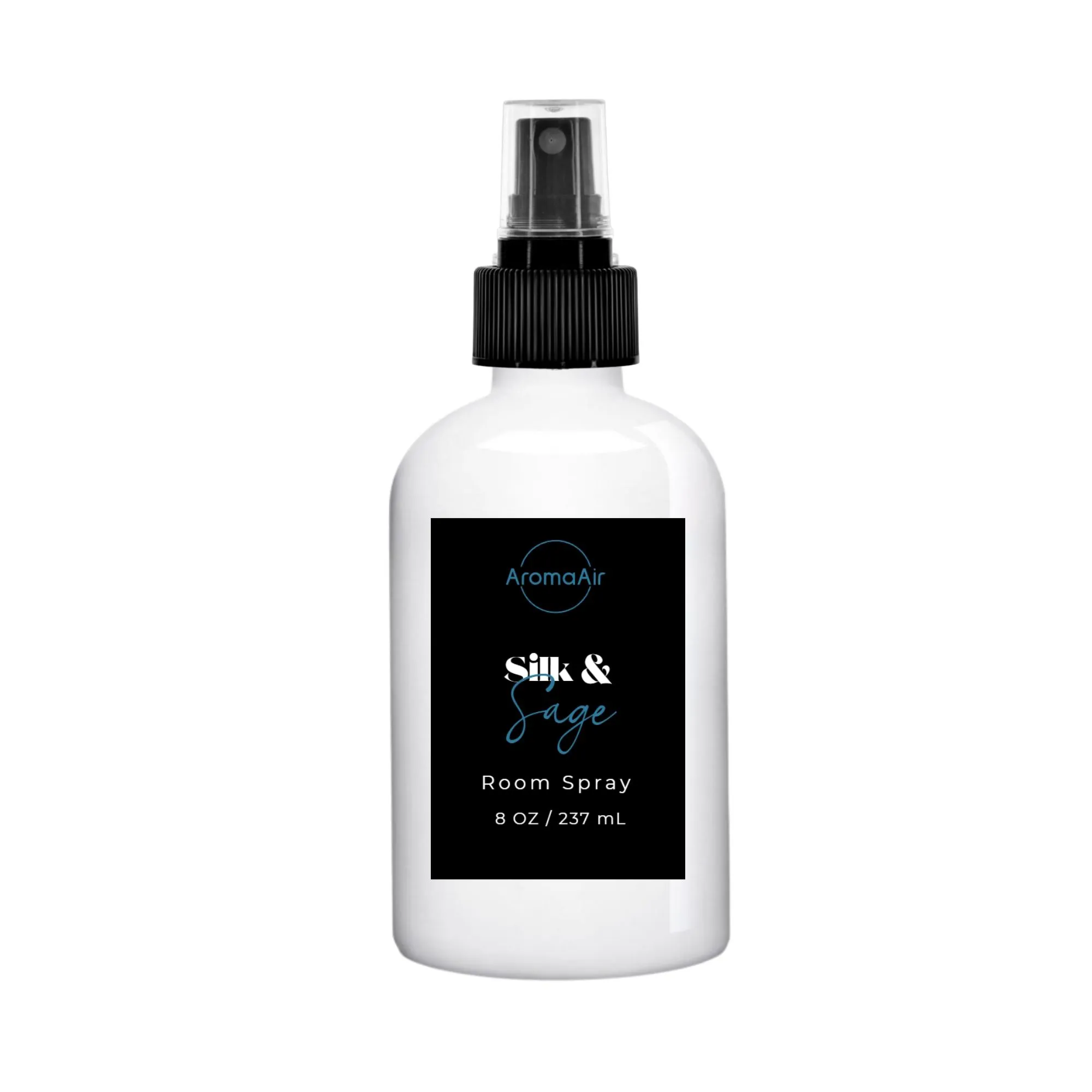 Silk & Sage Room Spray featuring white tea, fresh citrus, rose, jasmine, soft woods, and musk notes. Plain