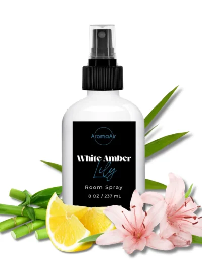 White Amber Lily Room Spray inspired by Wynn Las Vegas, featuring lemon, lily of the valley, lotus, bamboo, musk, and warm amber notes.