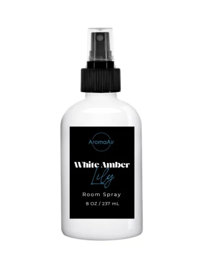 White Amber Lily Room Spray inspired by Wynn Las Vegas, featuring lemon, lily of the valley, lotus, bamboo, musk, and warm amber notes. Plain