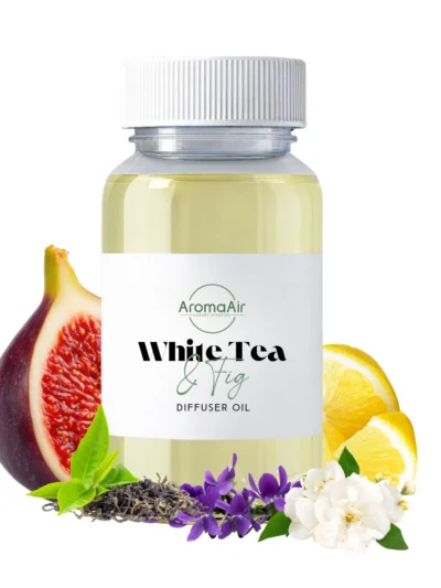 White Tea & Fig fragrance oil by AromaAir with white tea, ripe fig, citrus, warm woods, and musk notes